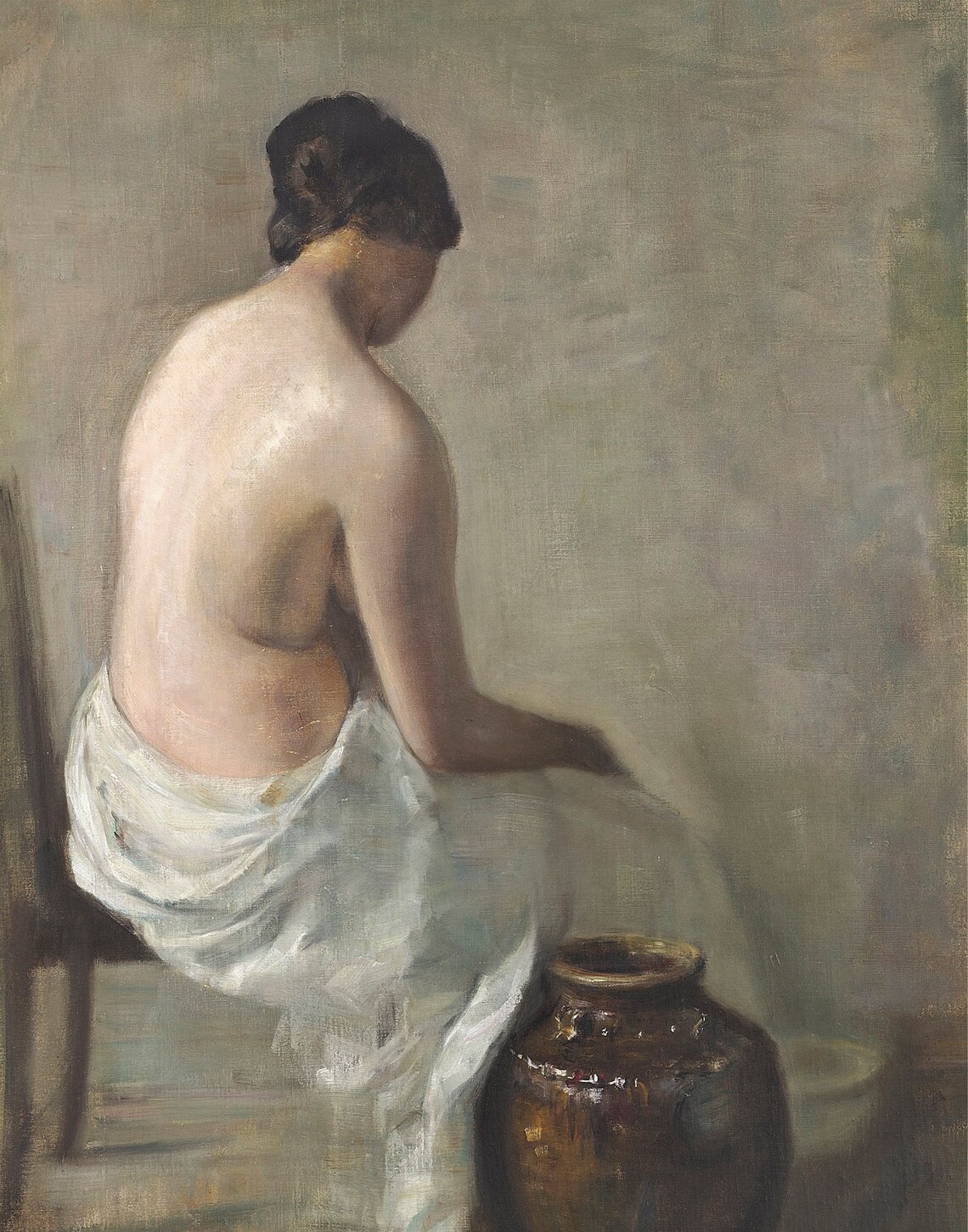 Vintage Nude Woman Portrait, Antique Oil Style Art Print - Image 3