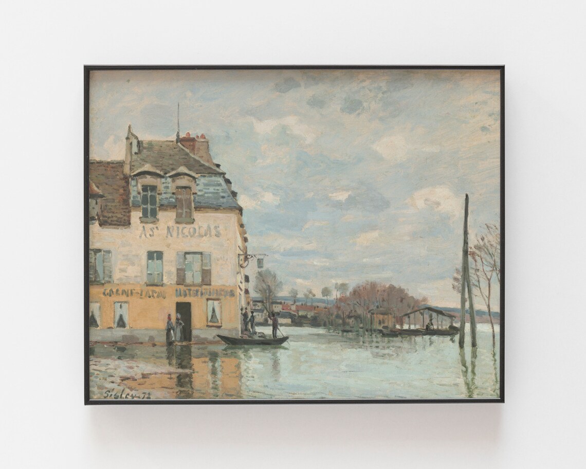 French City Vintage Landscape Oil Painting Art Print