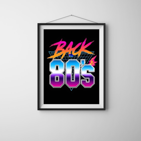 Back To The 80s Retro Neon Typography Bold Vintage Party Poster