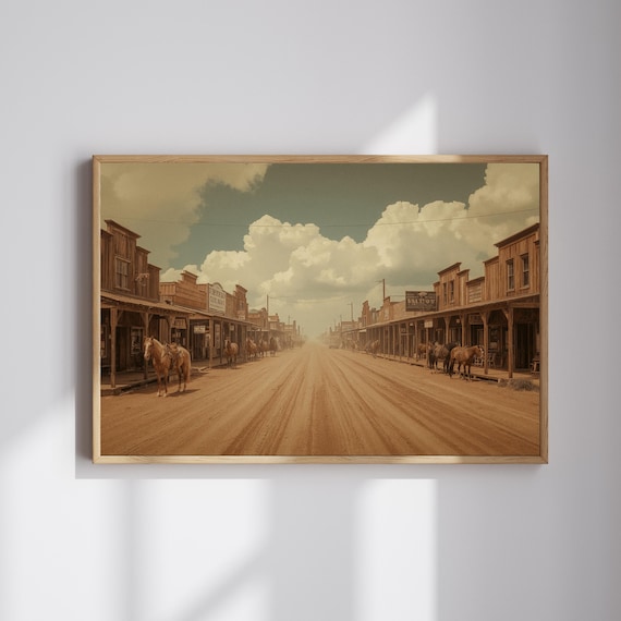 Old Western Town Main Street Vintage Cowboy Photo Art Poster