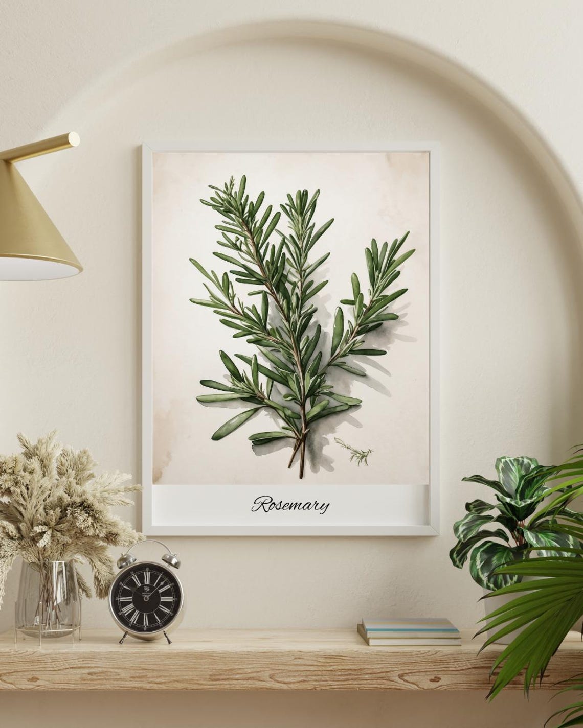 Rosemary Herb Wall Art Watercolor Botanical Print Kitchen Decor Png File