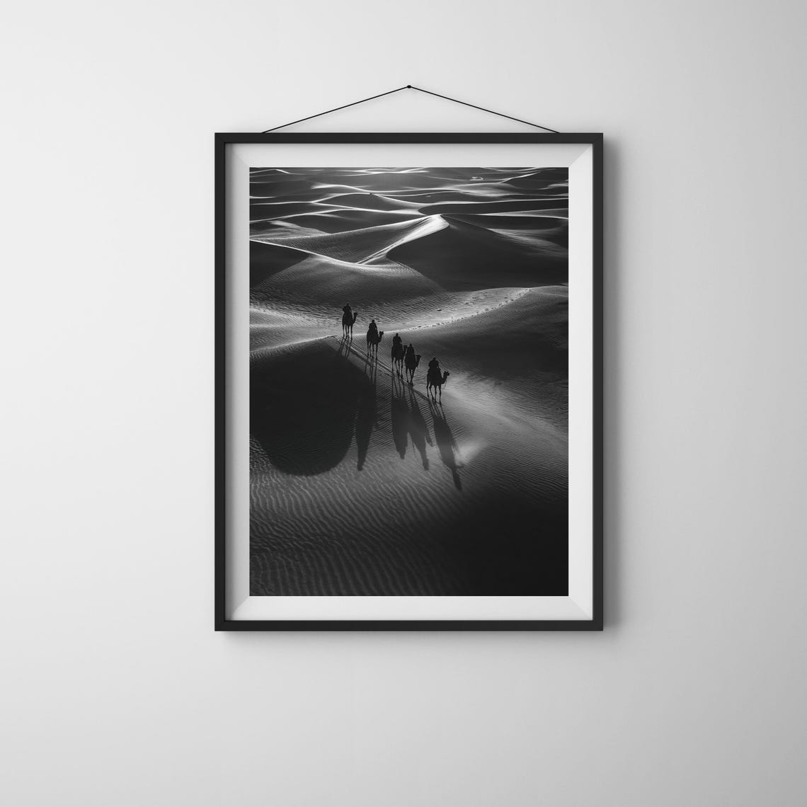 Desert Camel Caravan Print Minimalist Black And White Photography Instant
