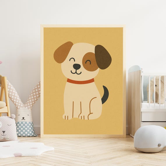 Puppy Nursery Print Modern Dog Wall Art