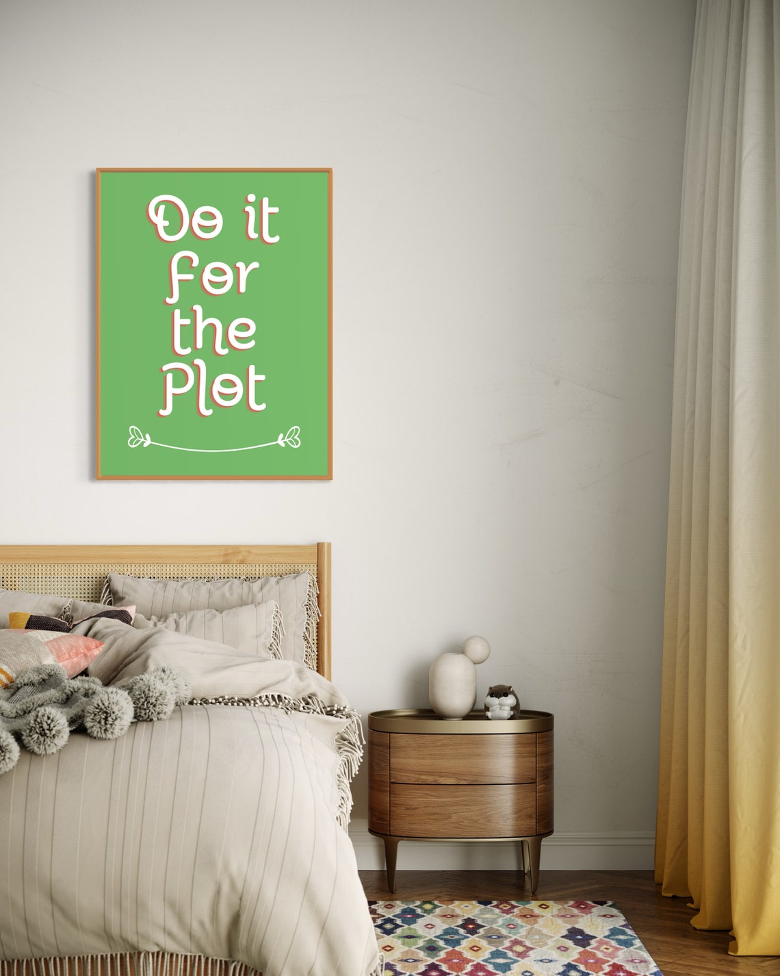 Do It For The Plot Green White Retro Quote Poster With Bow Flourish - Image 4