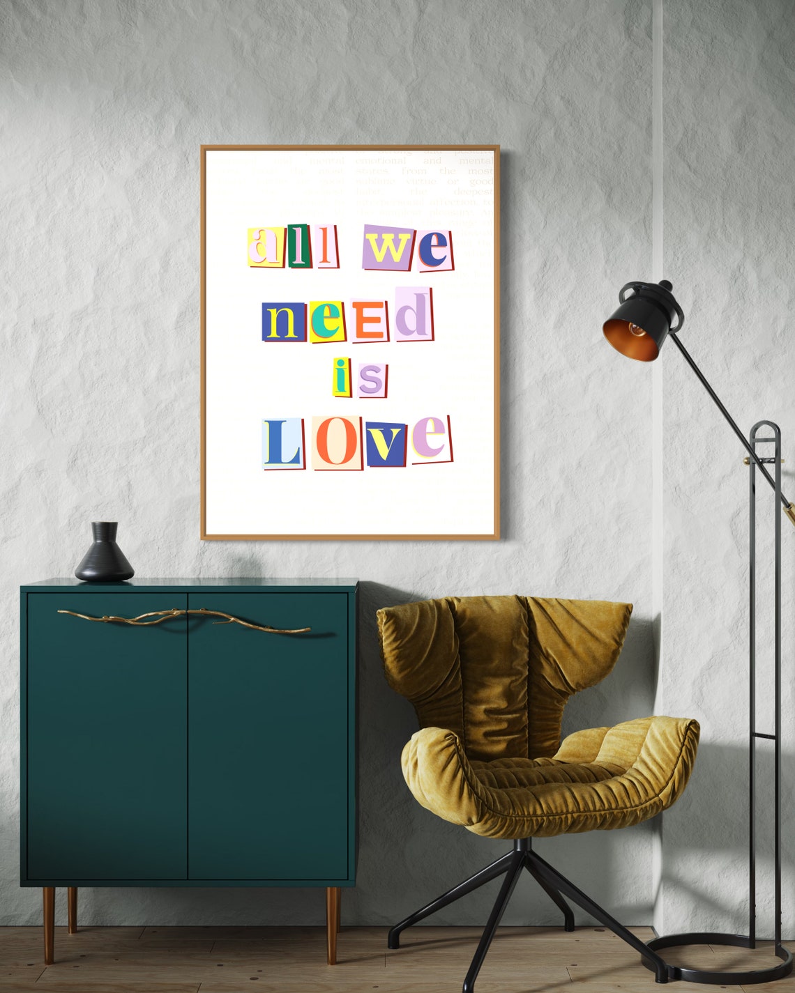 All We Need Is Love Colorful Ransom Note Collage Typography Poster - Image 4