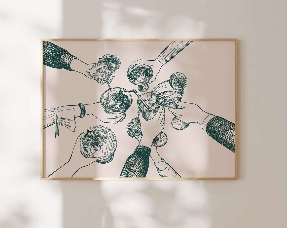 Emerald Green Cheers Retro Alcohol Sign Art Print