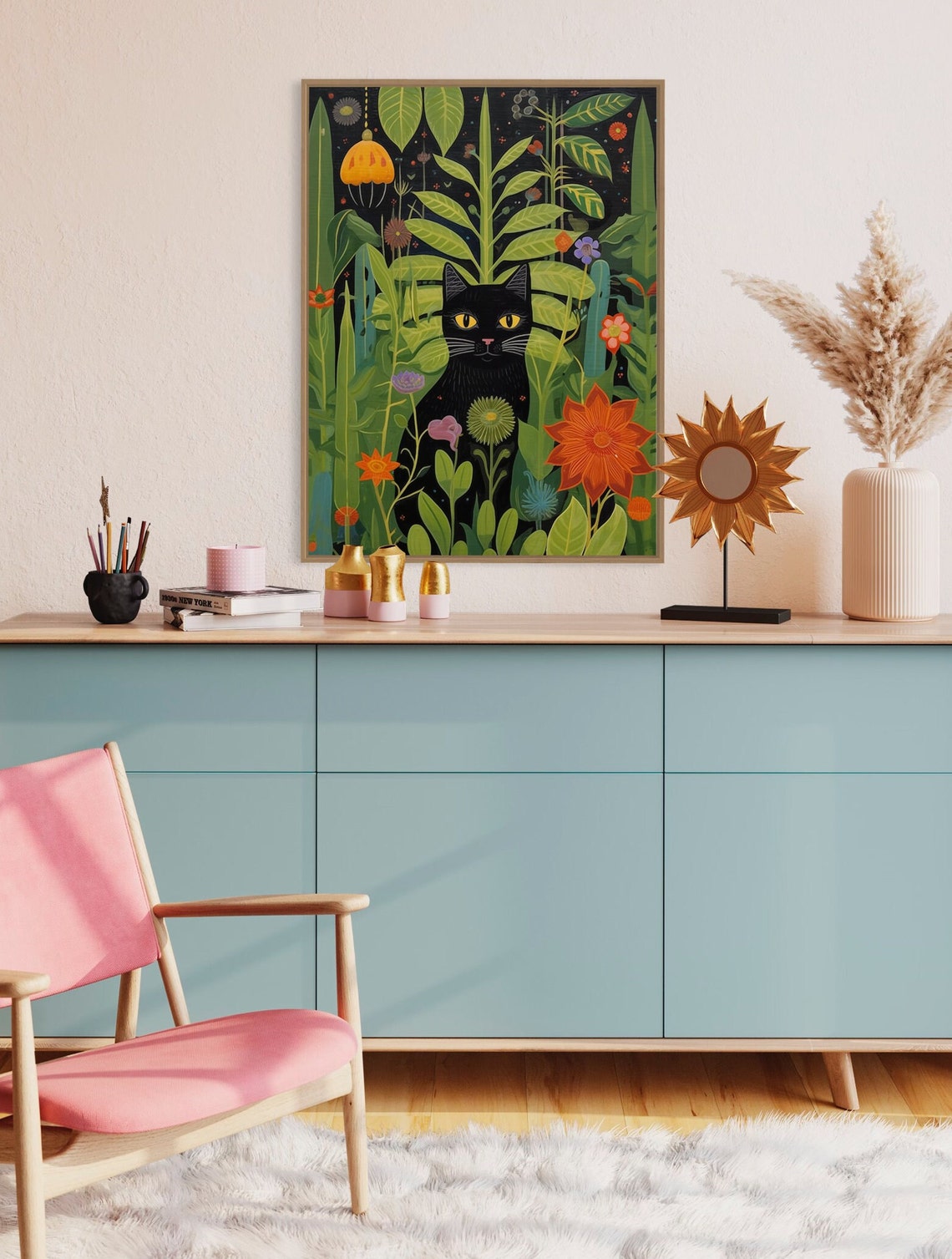 Botanical Cat Contemporary Travel Poster - Image 3