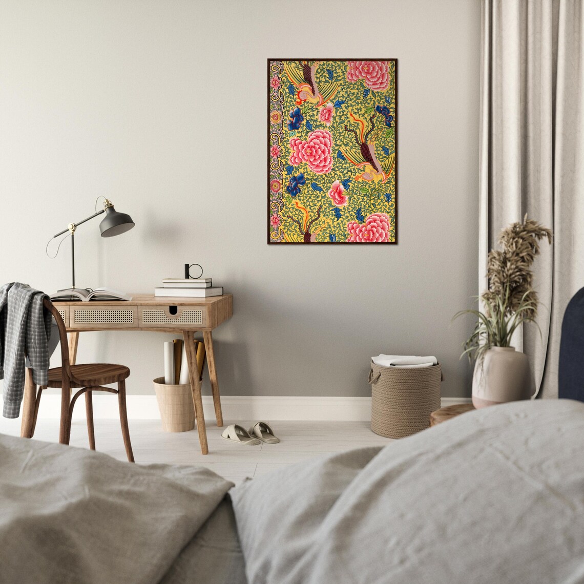 Japanese Flower Wall Art Decor, Vintage Boho Print - Image 2
