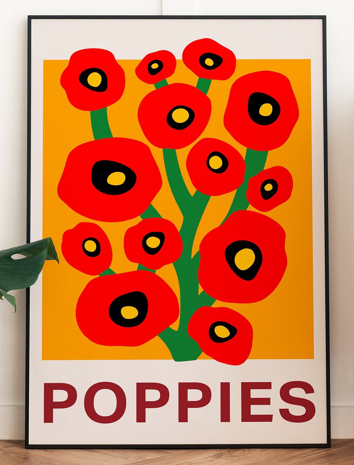 Poppies Flowers Art Print, Boho Floral Typography - Image 2