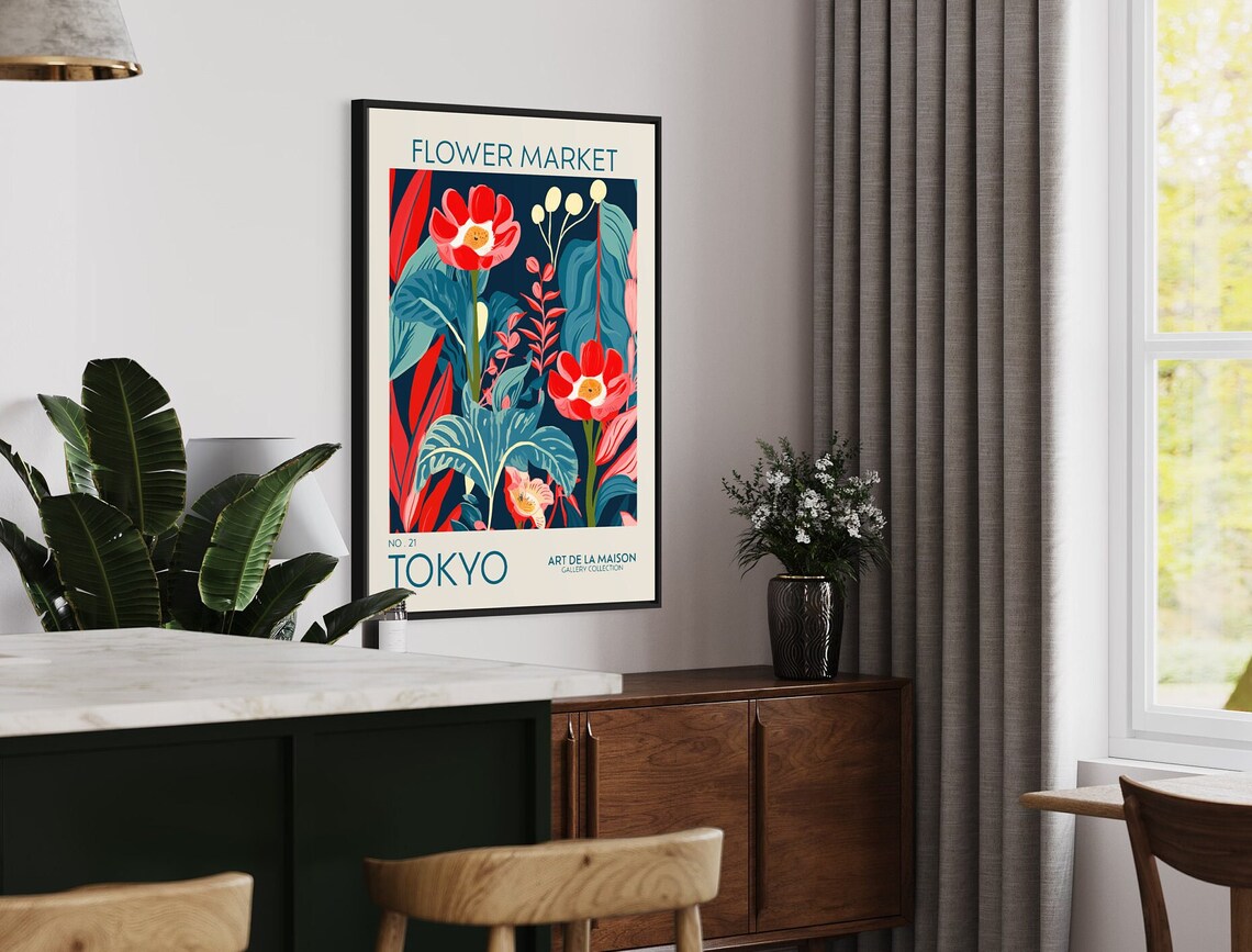 Flower Market Poster, Botanical Floral Decor