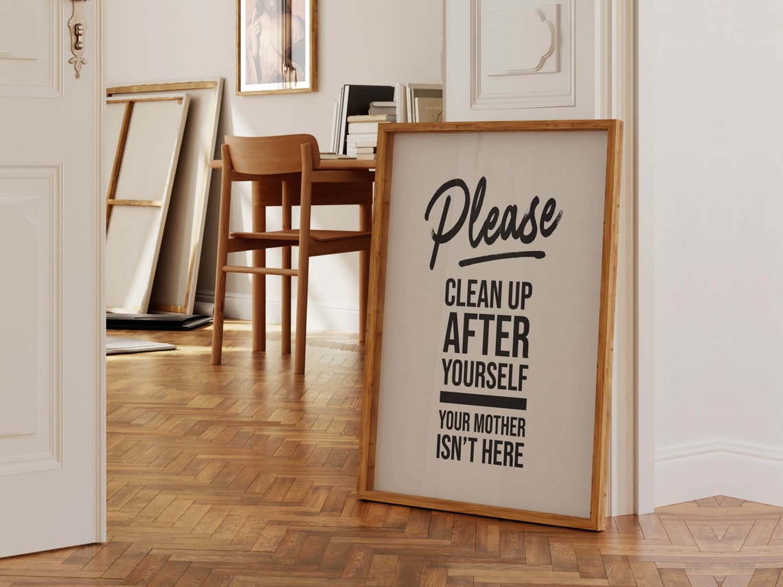 Please Clean Up After Yourself Funny Bathroom Guest Room Quote Poster - Image 2
