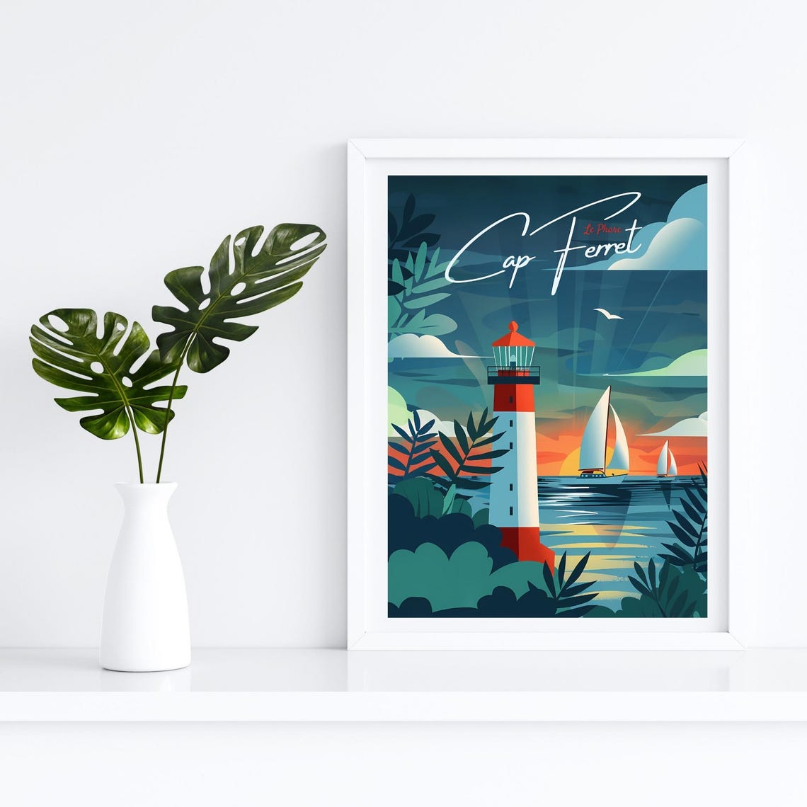 Cap Ferret Poster France Wall Art City Prints Cap Ferret Lighthouse French Gift Bassin Darcachon Travel Poster Coastal Wall Art - Image 4