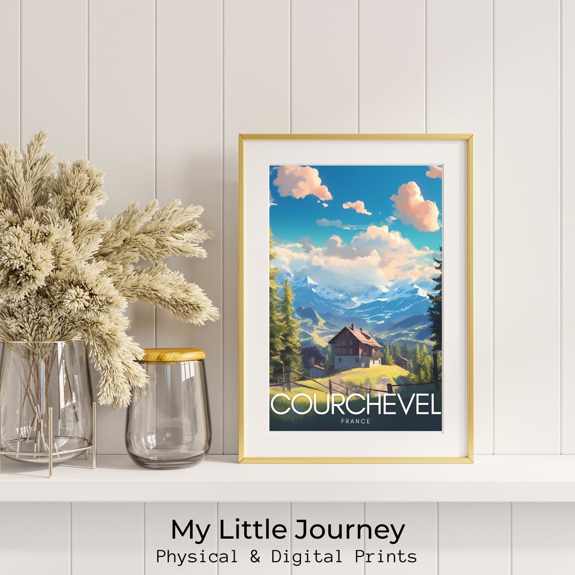 Courchevel Poster Mountain Wall Art Vintage Travel Poster Landscape Painting France Poster French Alps Holiday Decor - Image 2