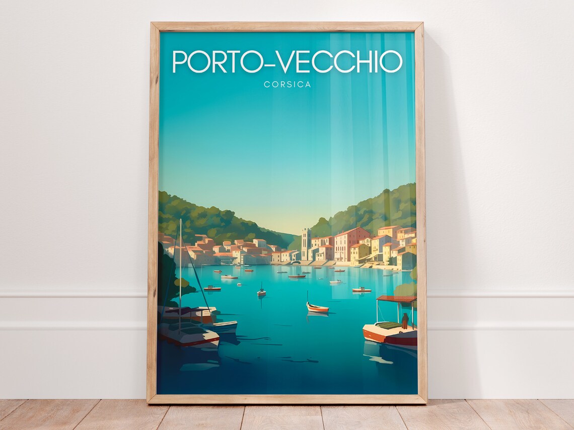 Porto Vecchio Print Corsica Wall Art Wall Hanging Coastal Decor Holiday Gift South Of France Travel Poster Porto Vecchio