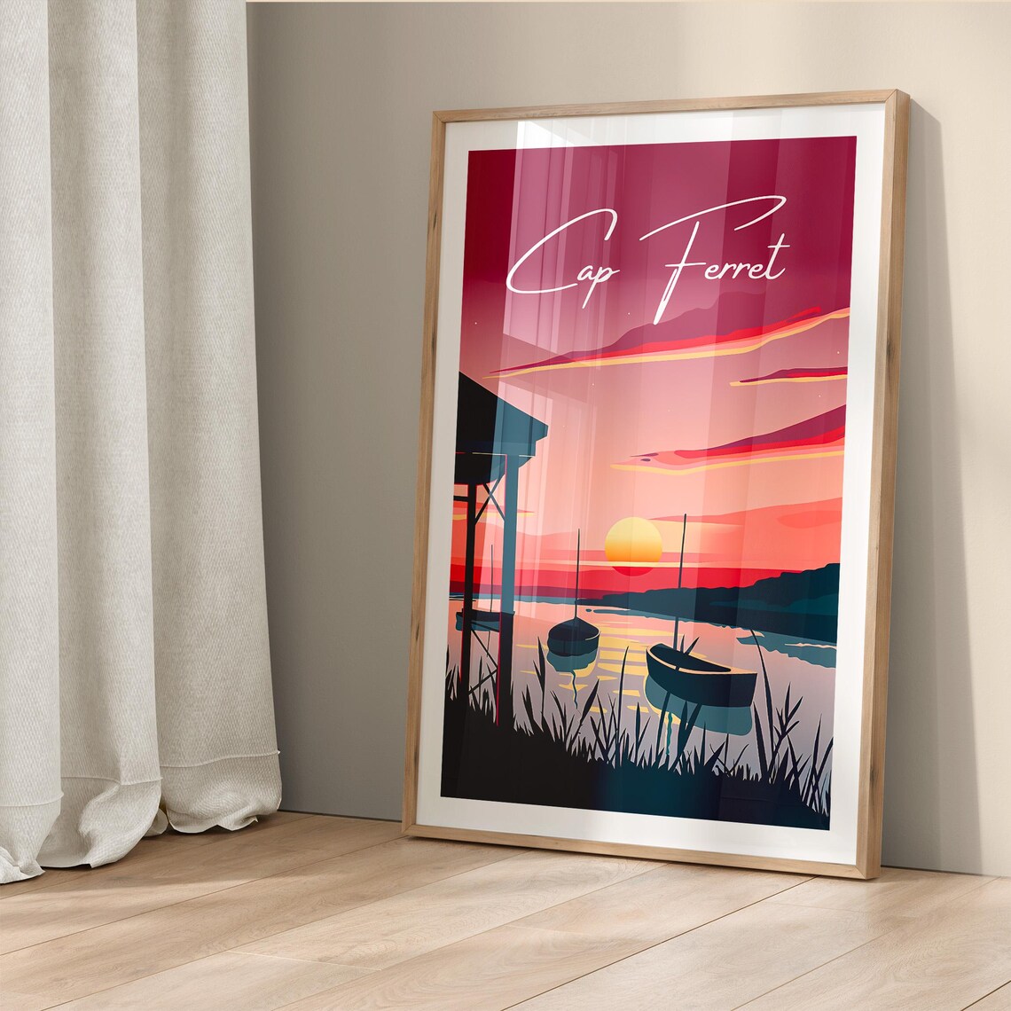 Cap Ferret France Basin Sunset Boats Stilt Hut Travel Poster - Image 5
