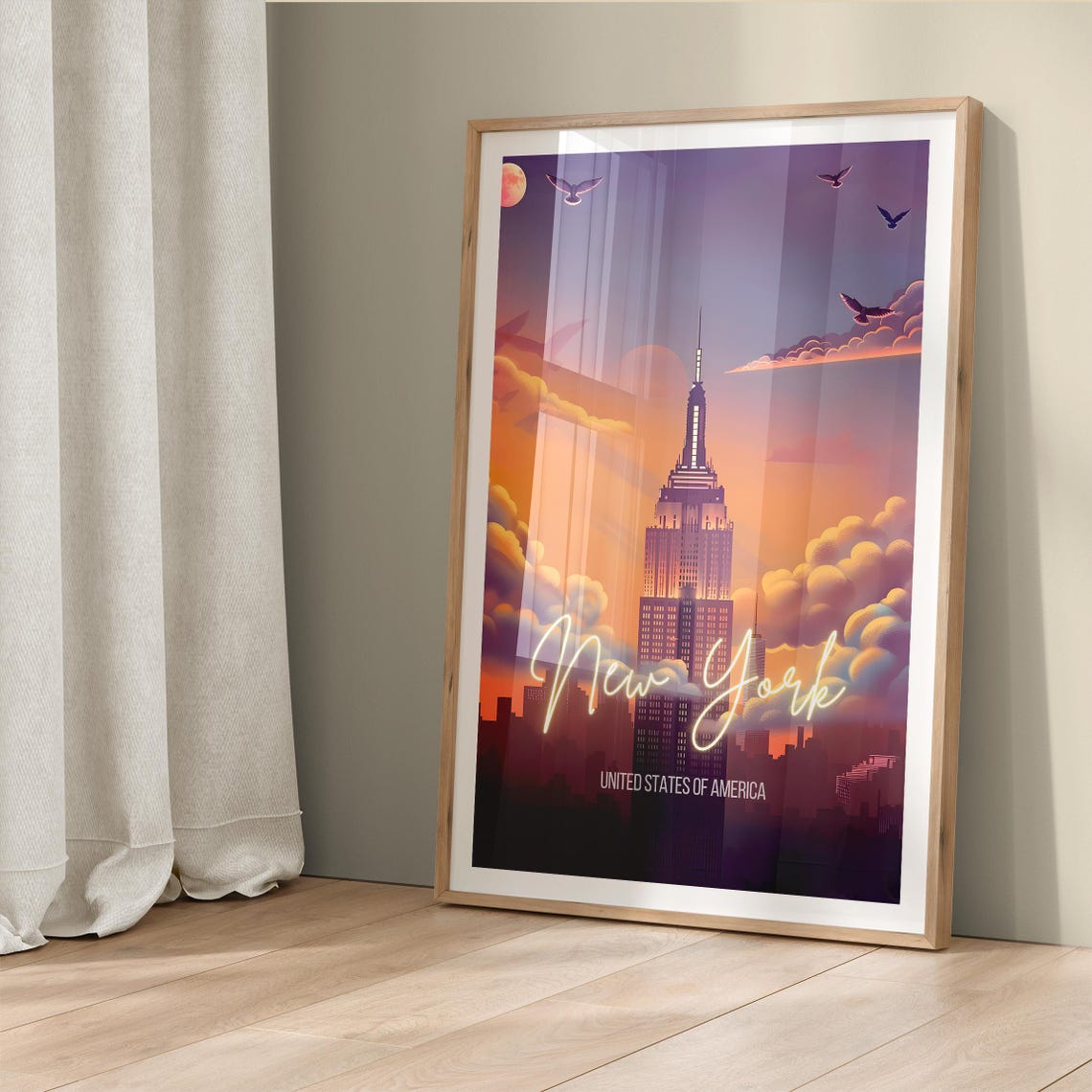 New York Empire State Building Sunset Skyline Cityscape Poster - Image 5
