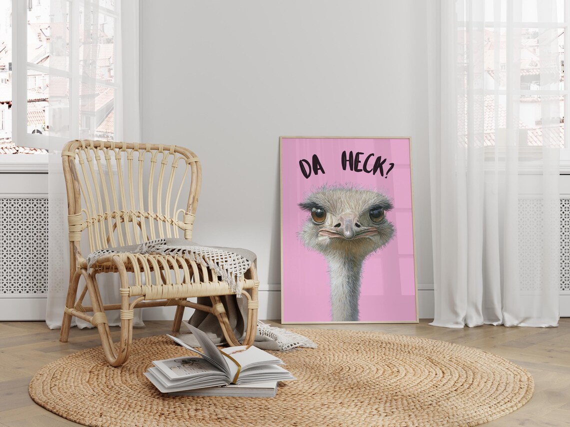 Da Heck Funny Ostrich, Dorm Room Decor Poster - Image 5