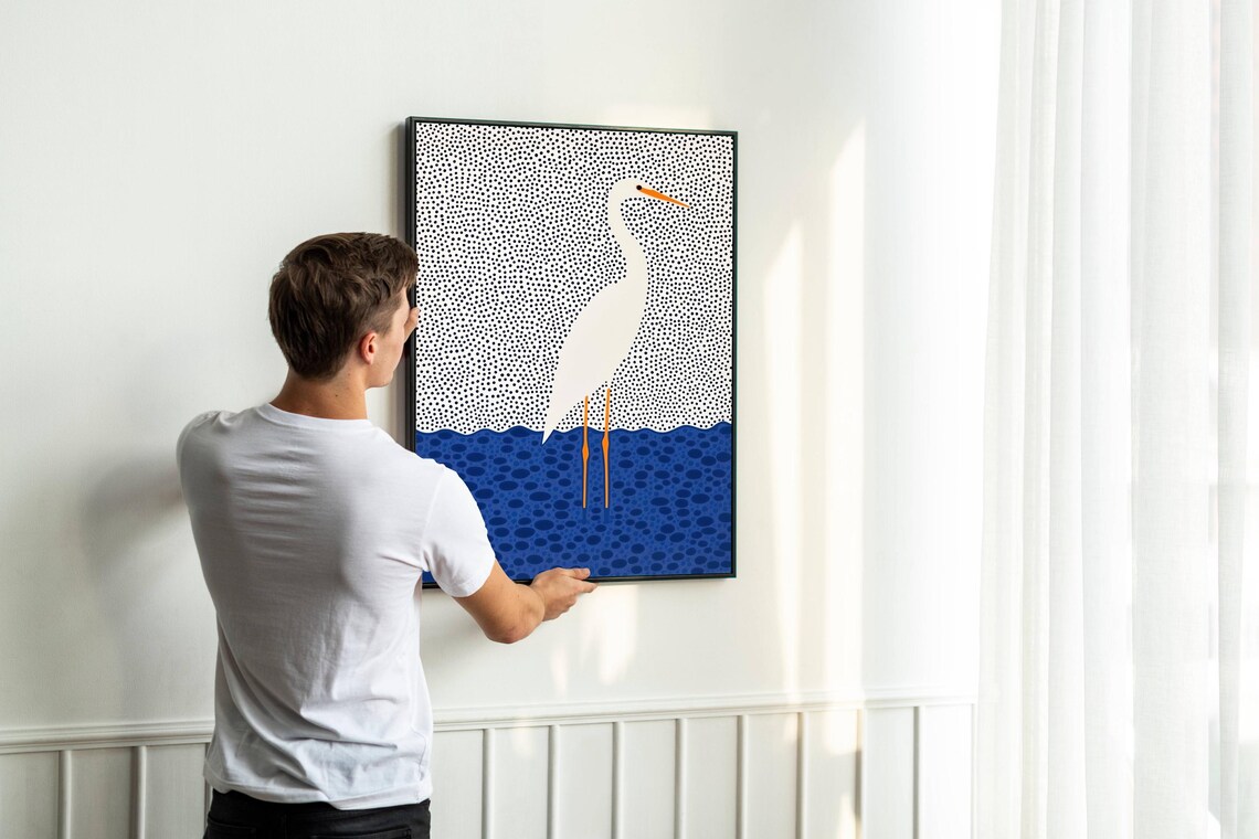 Minimalist Egret, Traditional Travel Poster - Image 3