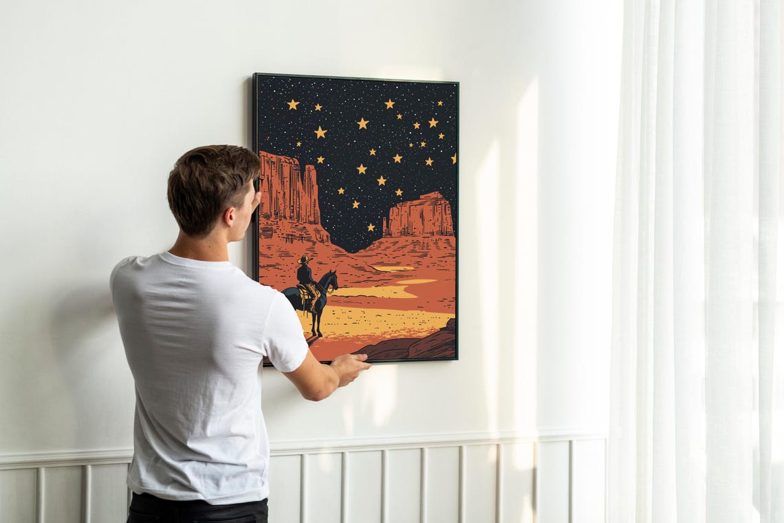 Western Cowboy Vintage Retro Art Print - Image 4