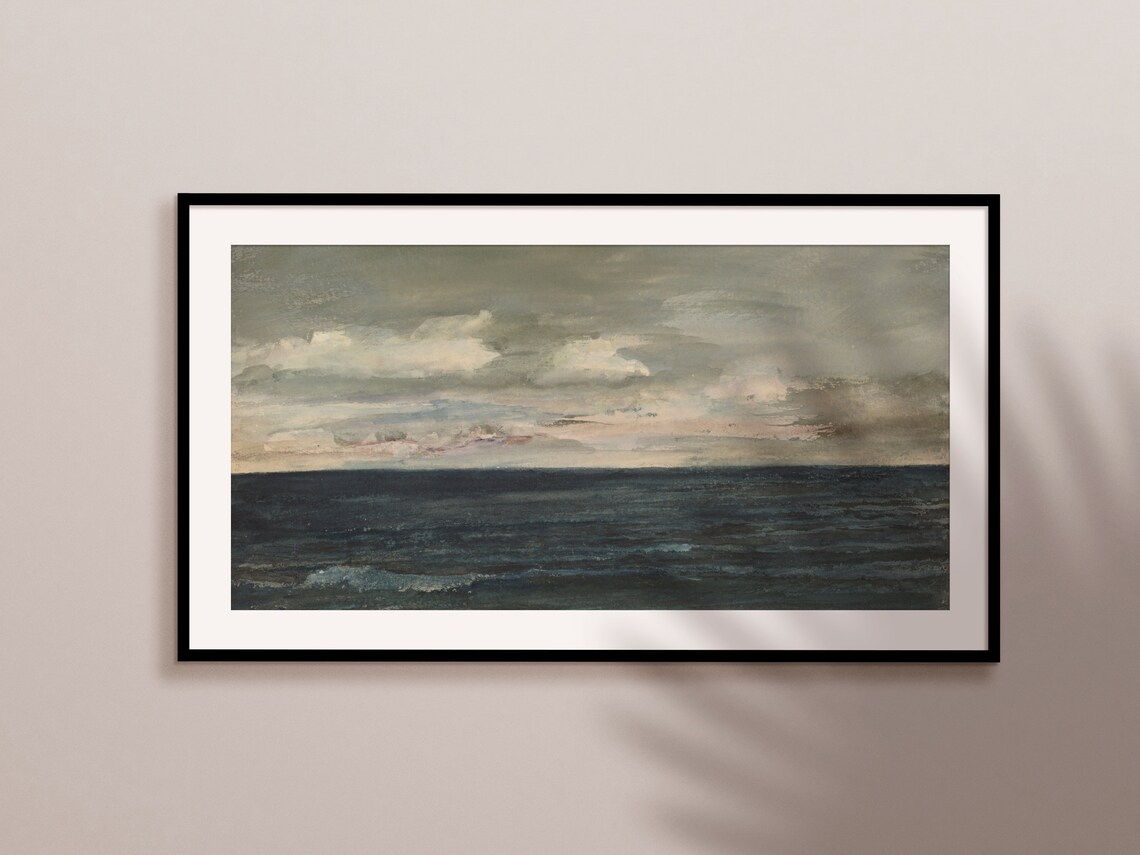 Vintage Sea Coast Oil Painting Art Print - Image 3