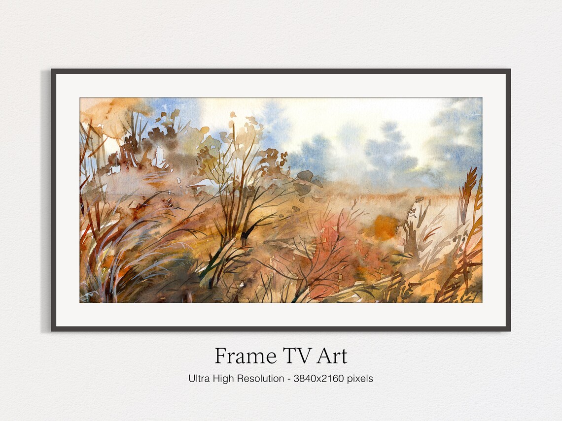Autumn Foliage Watercolor Art Print for TV Wall