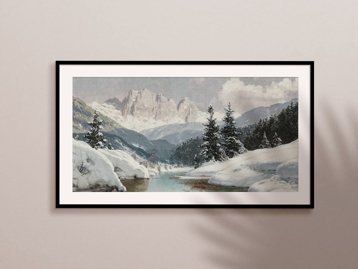 Winter Oil Landscape Art Print for TV Wall Decor - Image 2
