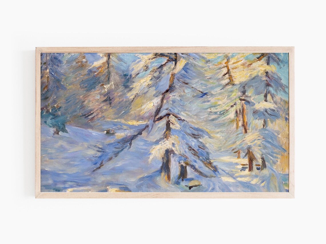 Vintage Winter Forest Landscape Art Print - Image 2