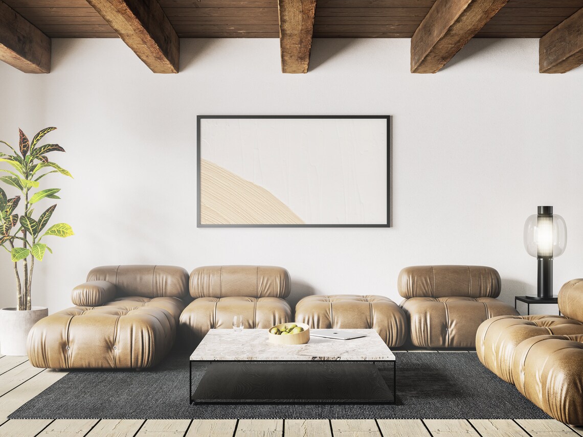 Beige Sand White Abstract Modern Texture Art Print - Image 2