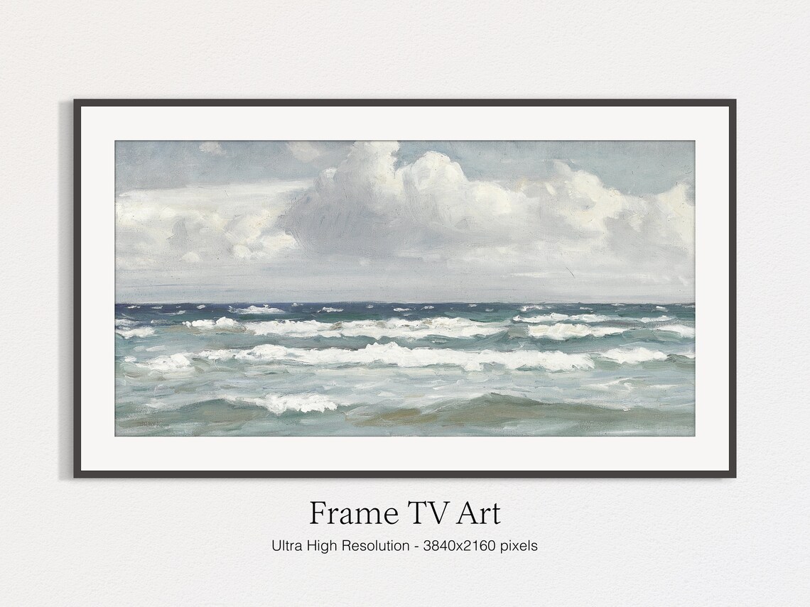 Vintage Jersey Coast Oil Painting Art Print