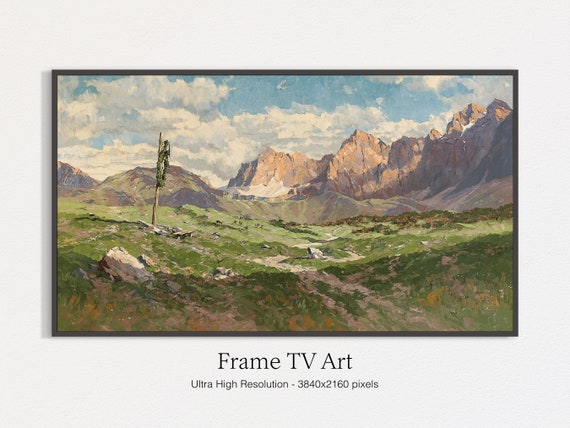 Frame Tv Art Alpine Meadow In Italy Classic Mountain Painting Scenery Art Instant