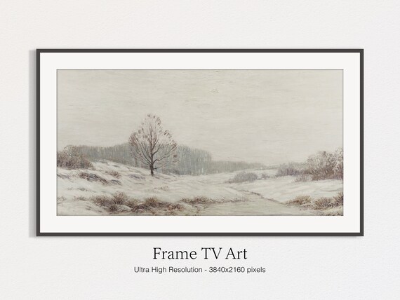 Frame Tv Art Christmas Winter Oil Landscape Moody Winter Art For Tv Christmas Art Vintage Muted Christmas