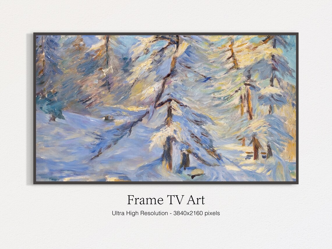 Vintage Winter Forest Landscape Art Print