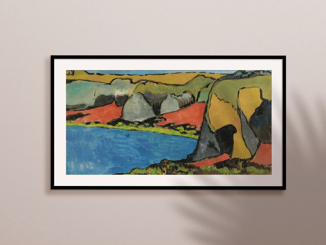 Fauvist Abstract Landscape Bold Colorful Cliffs Coastal Art Poster - Image 2