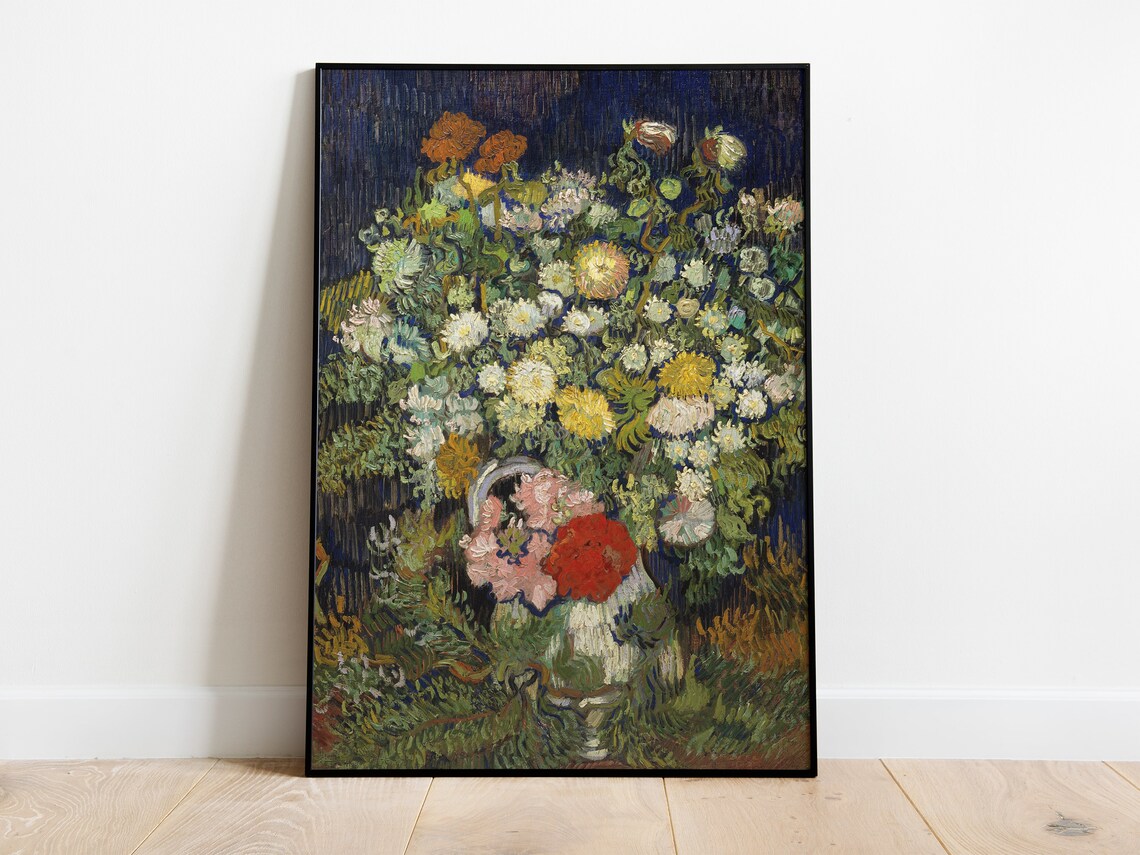Van Gogh Bouquet Of Flowers In A Vase Impressionist Still Life Print - Image 4