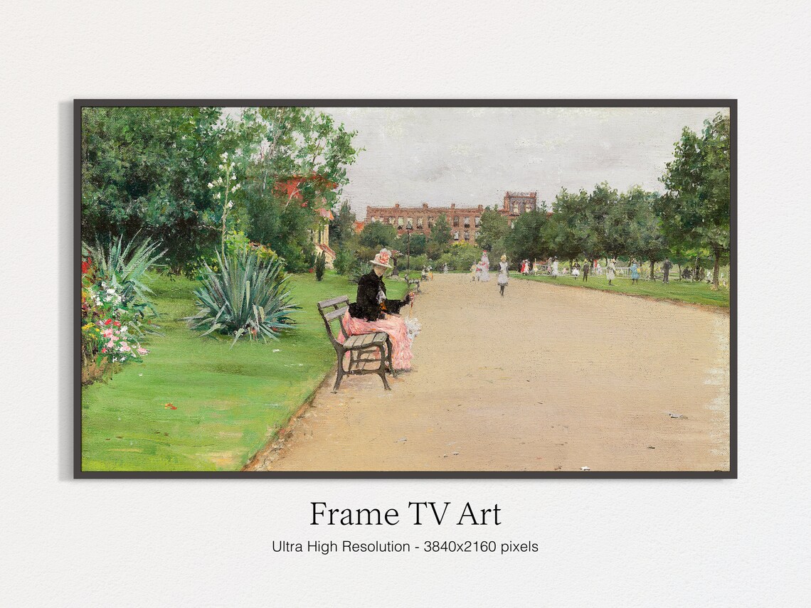 Summer Park Painting, Oil On Art Print