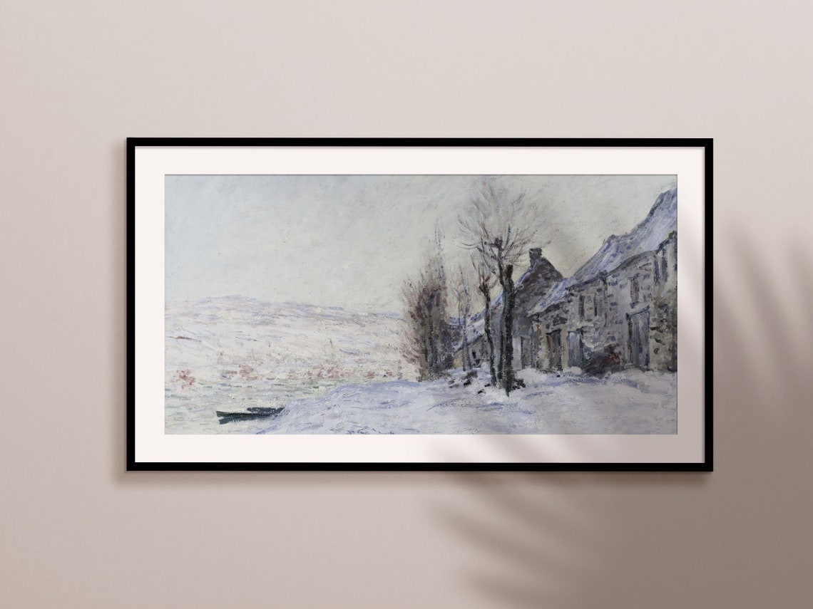 Frame Tv Art Christmas Winter Oil Landscape Village Winter Art For Tv Christmas Art Vintage Muted Christmas - Image 2