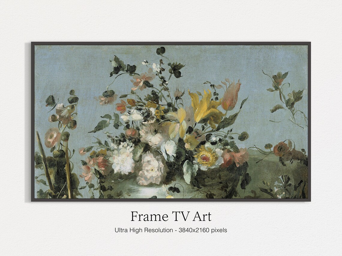 Frame Tv Art Vintage Flower Still Life Poster