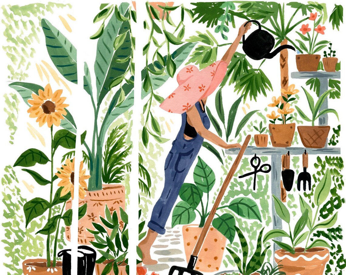 Greenhouse Garden Art Print, Botanical Watercolor - Image 3