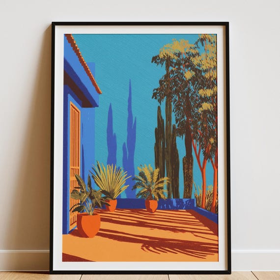 Jardin Majorelle Print Marrakesh Wall Art Morocco Travel Poster Moroccan Decor Garden