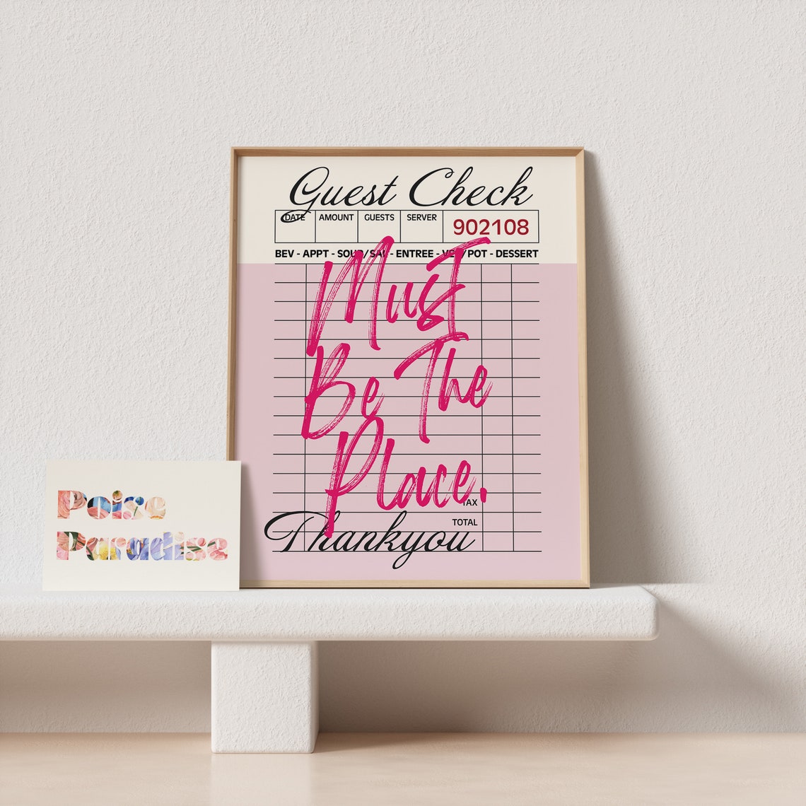 Must Be The Place Pink Guest Check Poster For Restaurant Style Decor - Image 4