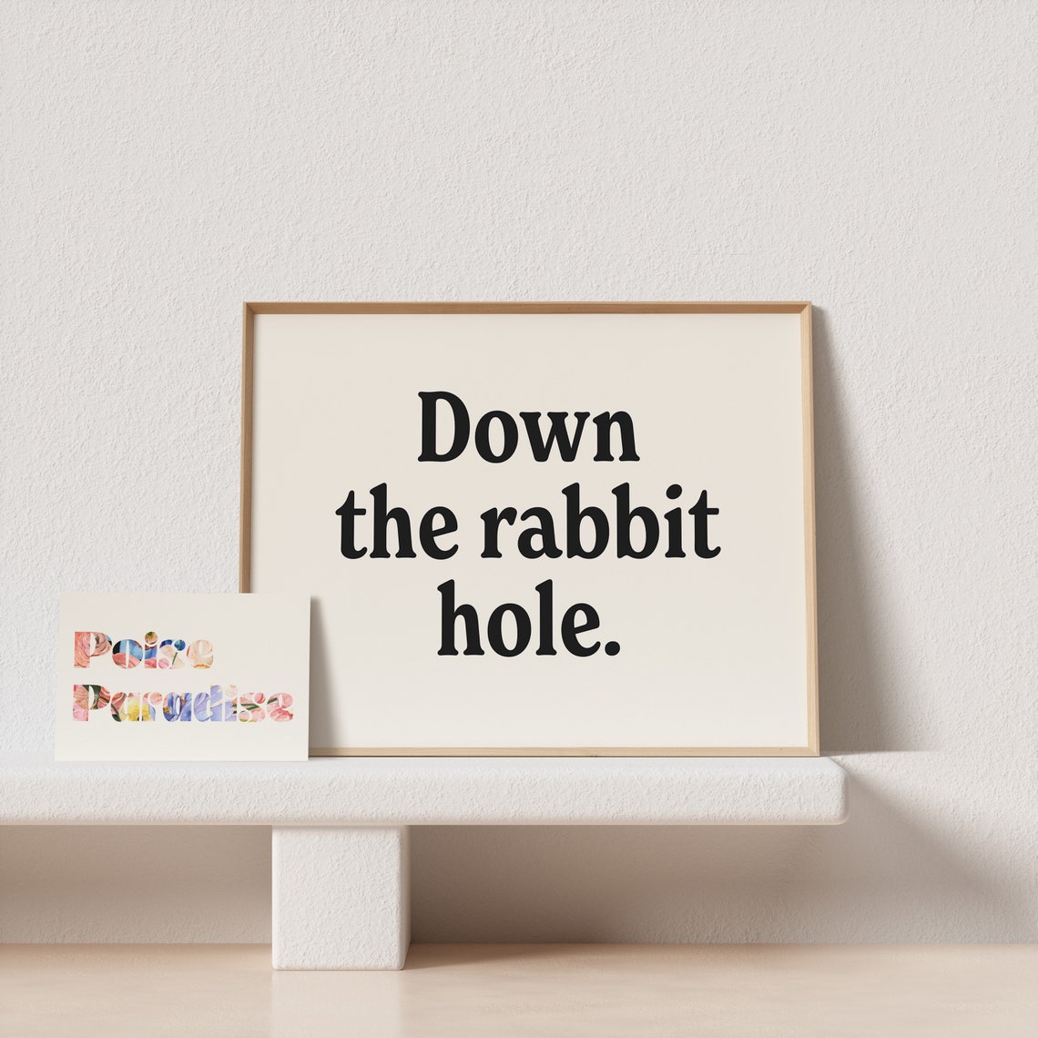 Down The Rabbit Hole Typography Poster Cream Horizontal Serif Style - Image 4