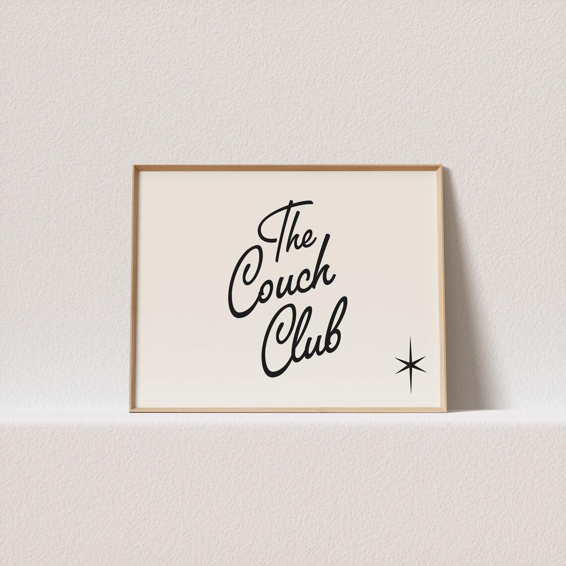 Retro Couch Club Poster, Horizontal Typography Art