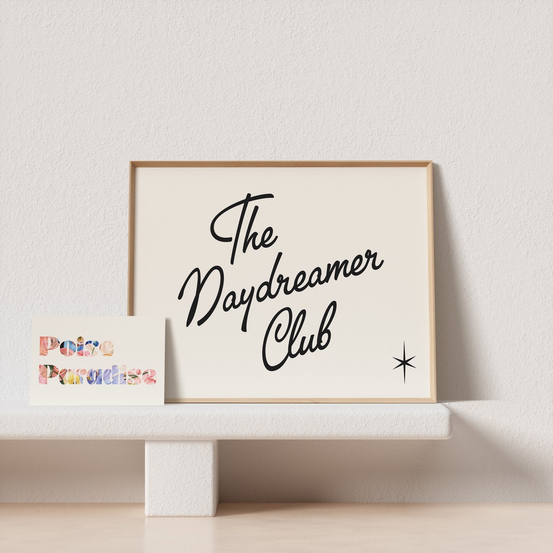 The Daydreamer Club Script Typography Poster Cream Star Accent Art - Image 4