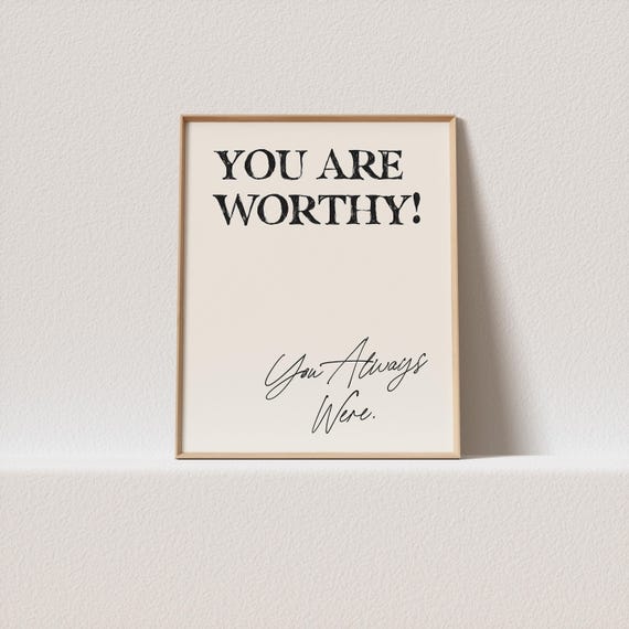 Retro Poster Moody Pine Green You Are Worthy You Always Were Self Love Wall Art Dark Academia Decor Must For Your Gallery Wall