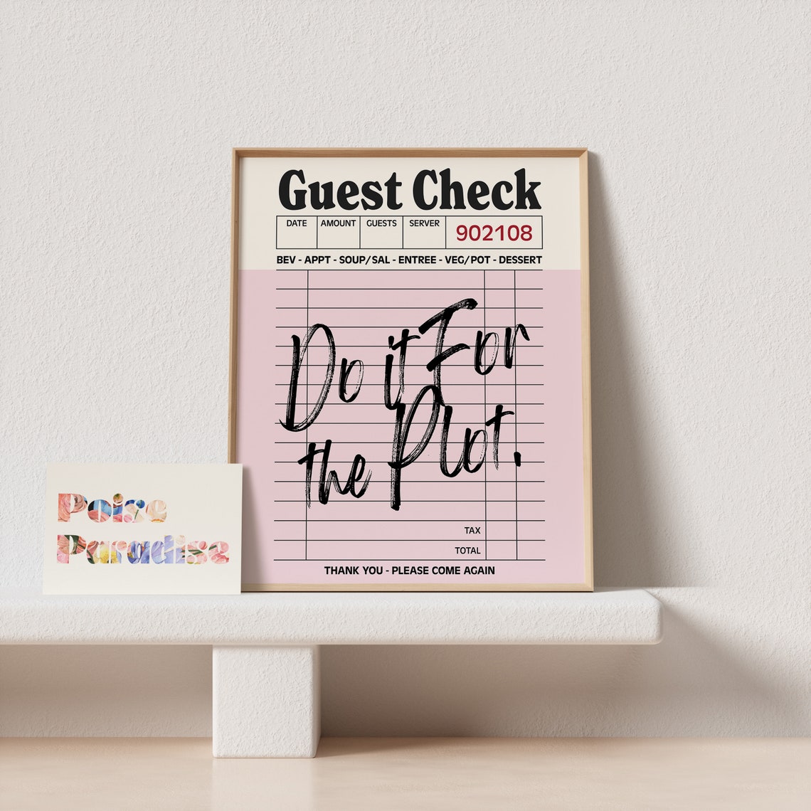 Guest Check Do It For The Plot Retro Restaurant Receipt Poster - Image 4