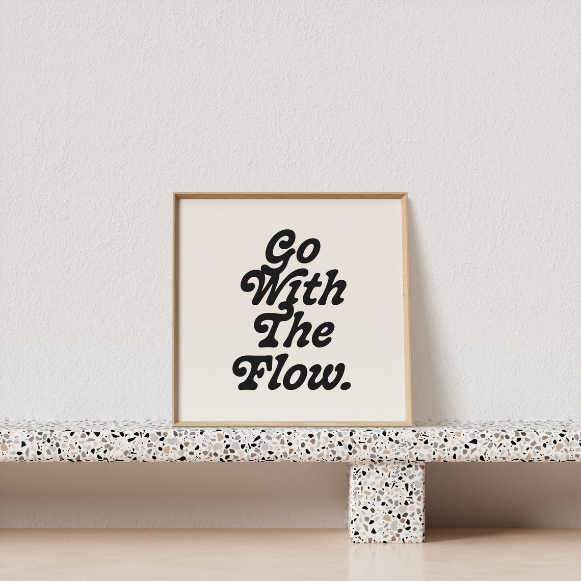 Go With The Flow Groovy Retro Script Square Motivational Poster - Image 3
