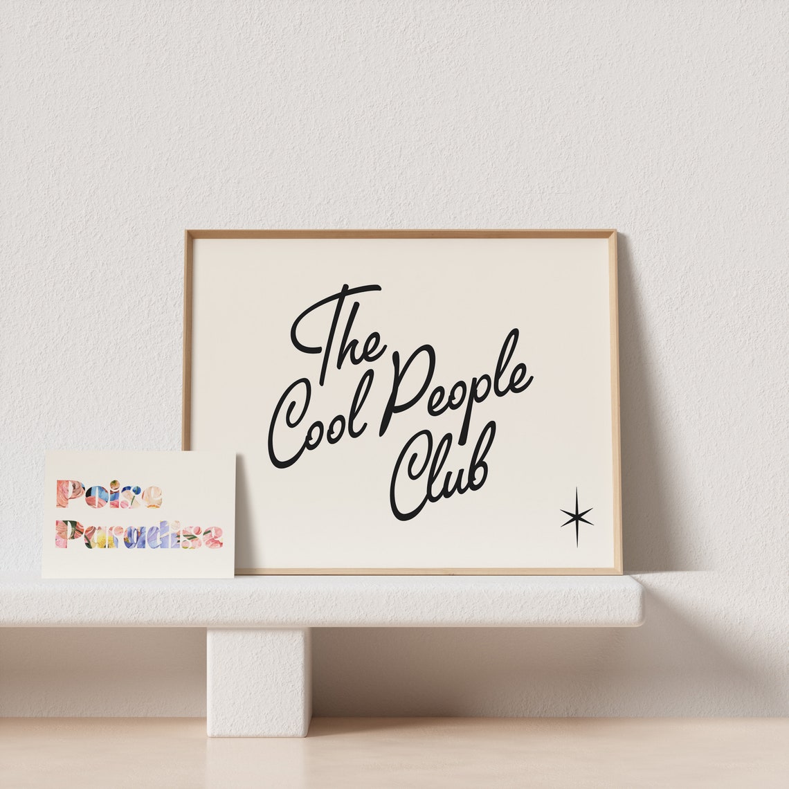 The Cool People Club Script Typography Poster Cream Star Accent Art - Image 4