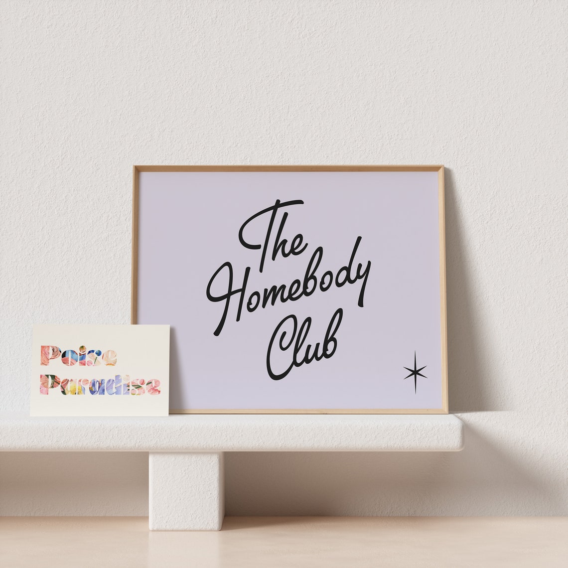 The Homebody Club Script Typography Lilac Horizontal Art Poster - Image 4