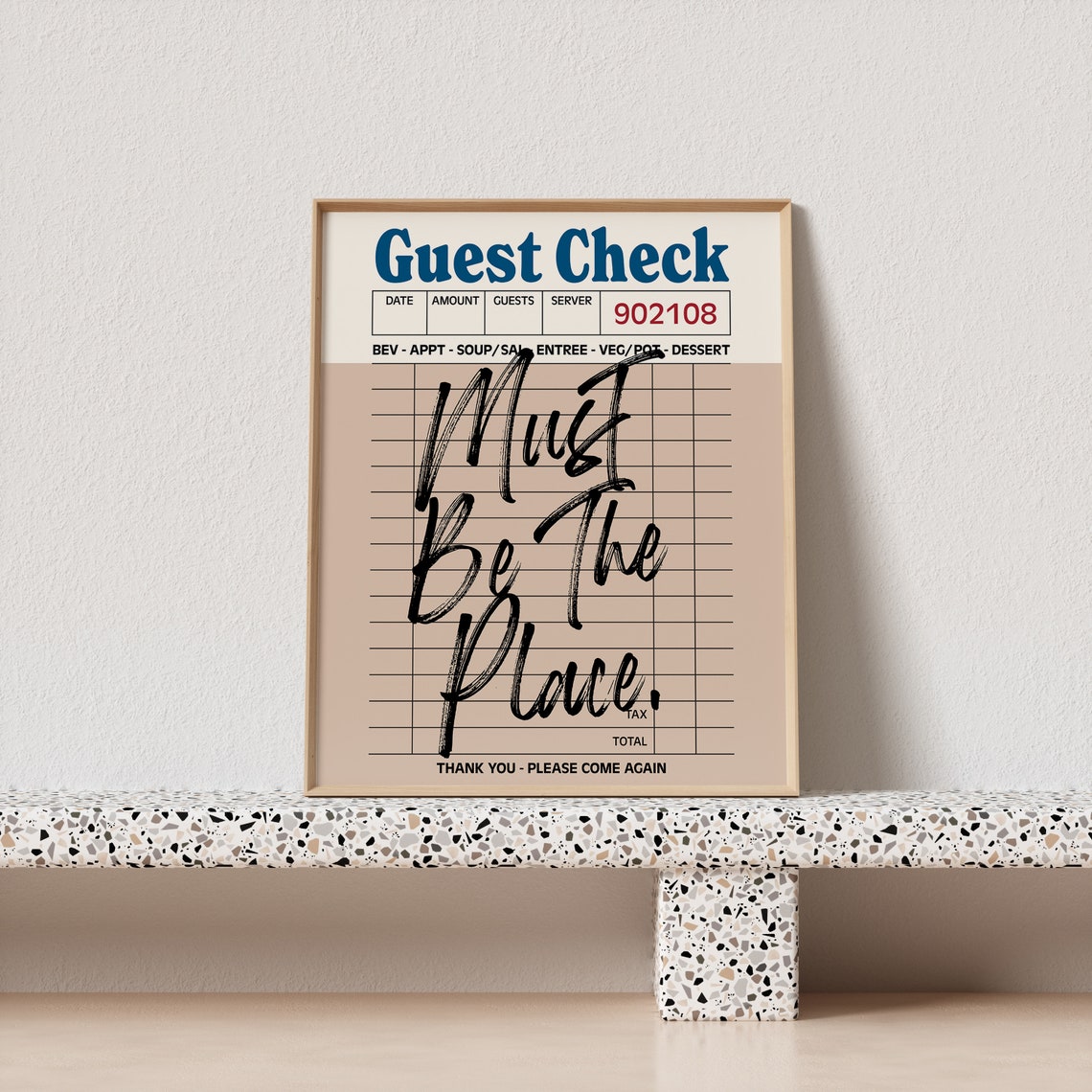 Must Be The Place Guest Check Beige Retro Receipt Wall Poster - Image 4