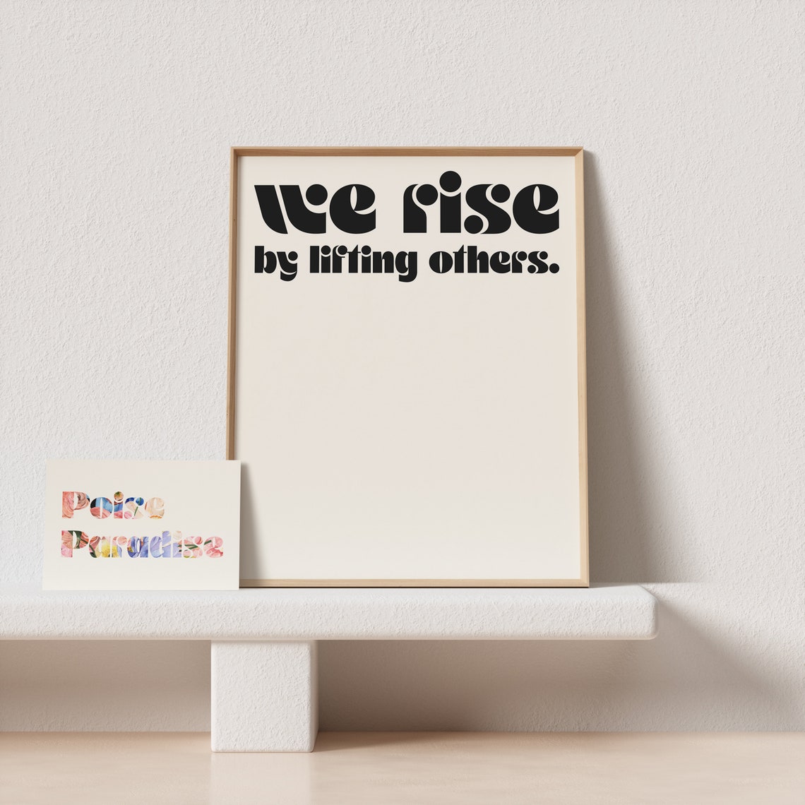We Rise By Lifting Others Bold Retro Typography Poster Black Cream - Image 4